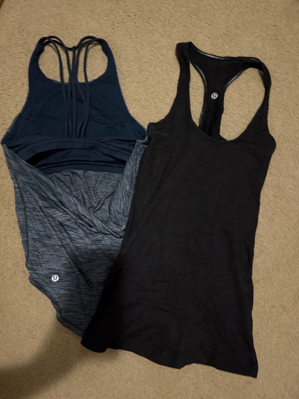 2 lululemon athletica Women’s Racerback Tank Tops Black and Navy